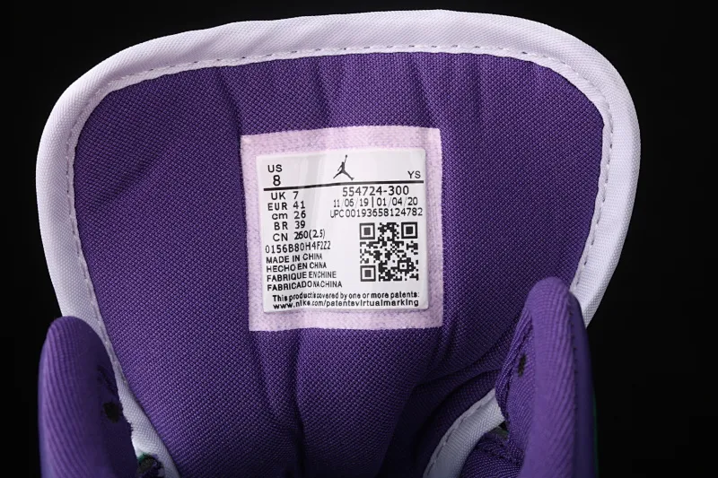 All Categories Air Jordan Jordan Series Basketball Shoes Air Jordan 1 Mid Air Jordan 1 Mid "Hulk" AJ1 Joe 1 Hulk White Purple Green Mid-top Classic Retro Cultural Leisure Sports Basketball Shoes 554724-300